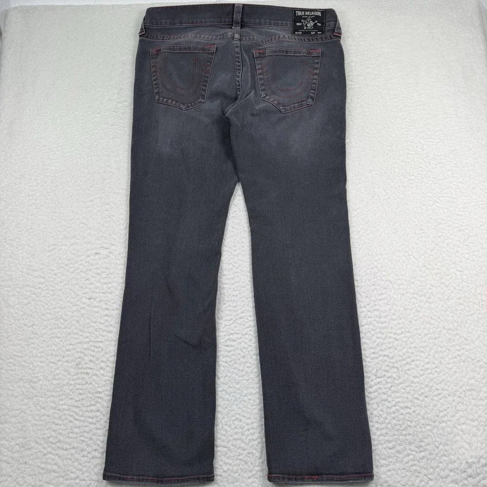 True Religion Jeans Men's 38 Black Ricky Relaxed Straight Distressed 38x33